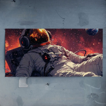 Astronauta kosmiczny pejzaż jak ze snu - plakat