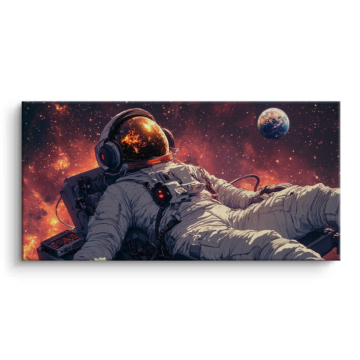 Astronauta kosmiczny pejzaż jak ze snu - obraz na płótnie