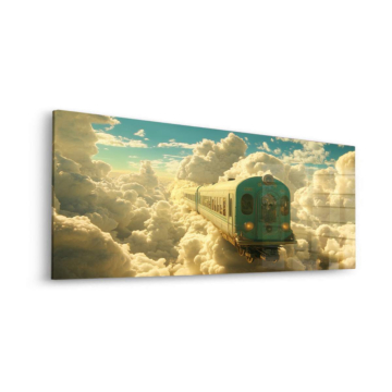 Train céleste dans les nuages - tableau en verre acrylique