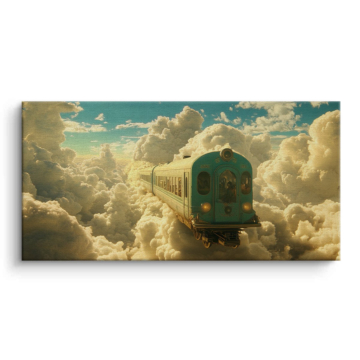Celestial Train in Clouds Canvas Art