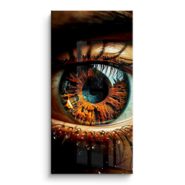 Primer plano de ojo humano ardiente - cuadro PVC brillante