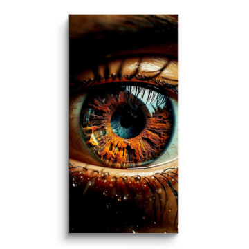 Primer plano de ojo humano ardiente - cuadro PVC mate