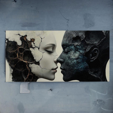 Surreal Lovers Embrace Poster Art