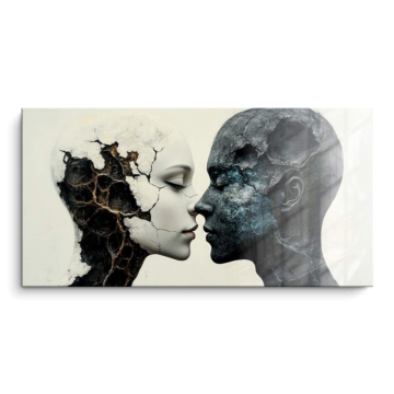 Surreal Lovers Embrace PVC Gloss Art