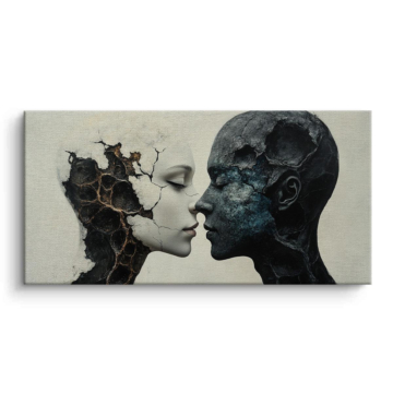 Surreal Lovers Embrace Canvas Art