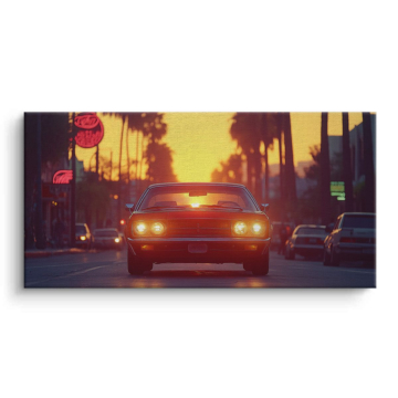 Retro Palm Sunset Drive Canvas Art