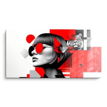 Portrait mode aux lunettes rouges - tableau PVC brillant