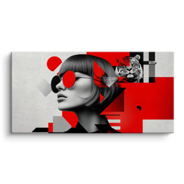 Red Sunglasses Fashion Portrait Canvas Art