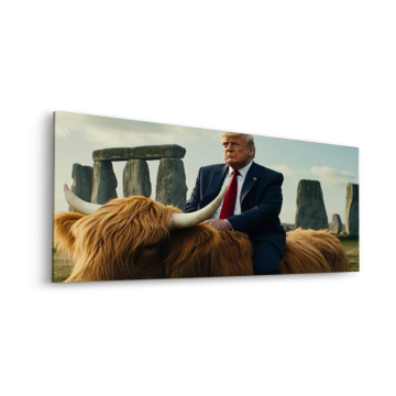Krowa szkocka inspirowana Donaldem Trumpem - obraz na dibondzie matowym