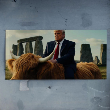 Krowa szkocka inspirowana Donaldem Trumpem - plakat