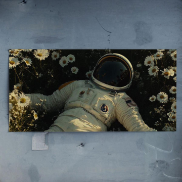 Astronaute fleur champ - poster
