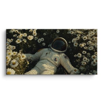 Astronaut Flower Field Canvas Art