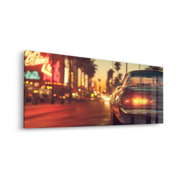Retro Sunset City Drive Acrylic Glass Art