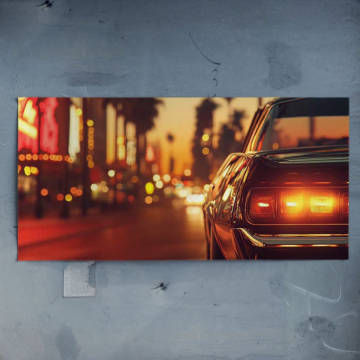 Retro Sunset City Drive Poster Art