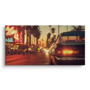 Retro Sunset City Drive Canvas Art