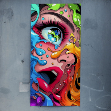 Retrato de mujer con explosión de color - póster
