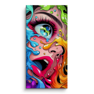 Portrait de femme aux éclats de couleur - tableau sur toile