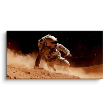 Astronauta w pylistej podróży - obraz na matowym PVC