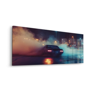 Smoky Midnight Drift Car Acrylic Glass Art