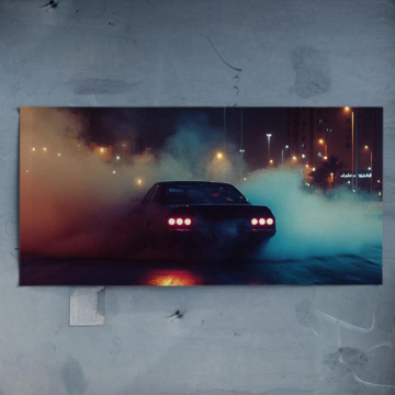 Smoky Midnight Drift Car Poster Art