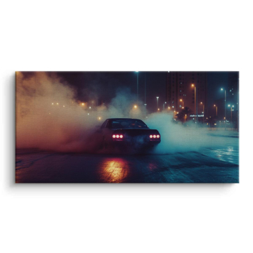 Smoky Midnight Drift Car Canvas Art