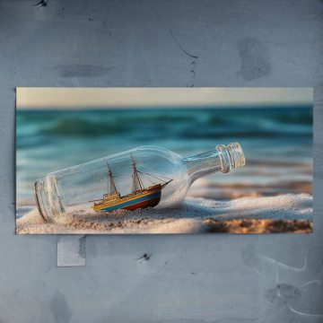 Wiadomość w butelce na plaży - plakat