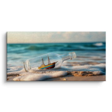 Message in a Bottle Beach Canvas Art
