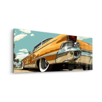 Yellow Cadillac Retro Ride Acrylic Glass Art