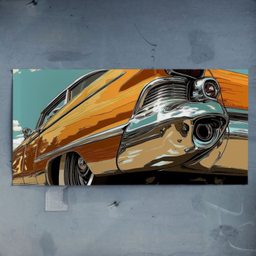 Yellow Cadillac Retro Ride Poster Art