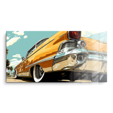 Amarillo Cadillac retro paseo - cuadro PVC brillante
