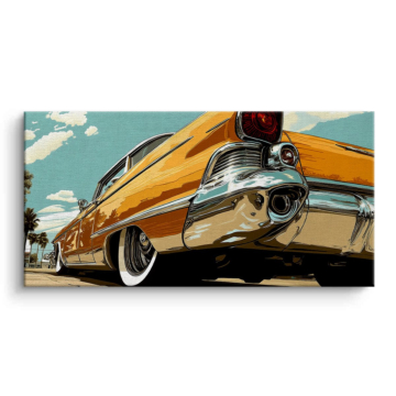 Yellow Cadillac Retro Ride Canvas Art