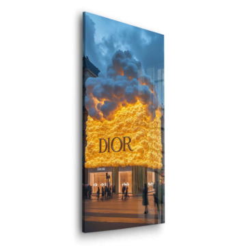 Dior Inspired Burning Storefront Acrylic Glass Art