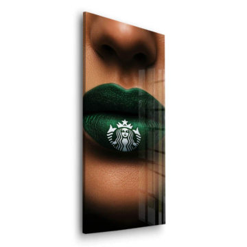 Starbucks Inspired Green Lips Acrylic Glass Art