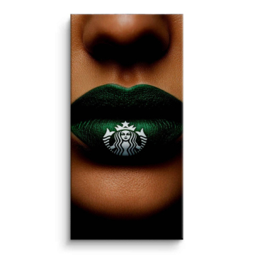 Labios verdes inspirados en Starbucks - cuadro en lienzo