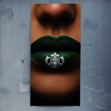 Zielone usta inspirowane Starbucks - plakat