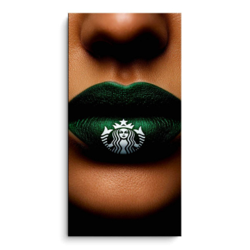 Grüne Lippen inspiriert von Starbucks - PVC-Bild matt