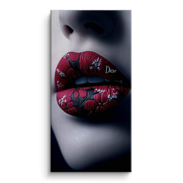 Dior Inspired Floral Lips Canvas Art