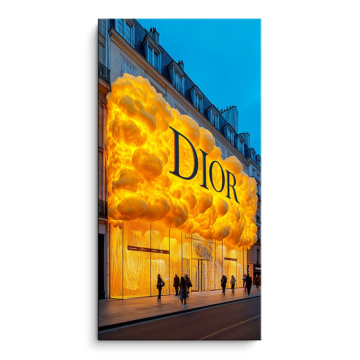 Goldenes Schaufenster inspiriert von Dior - PVC-Bild matt