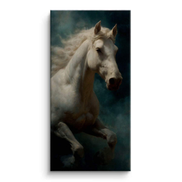 White Stallion Portrait Canvas Art