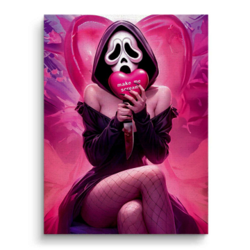 Ghostface Inspired Pink Horror Canvas Art