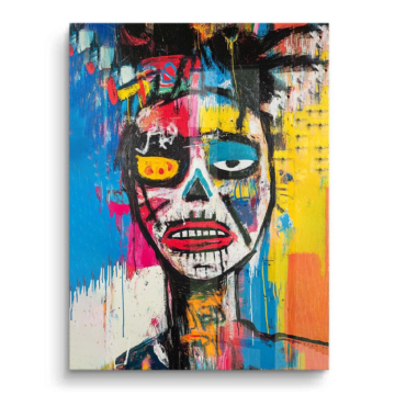 Abstrakcyjny portret inspirowany Basquiatem - obraz na PVC z połyskiem