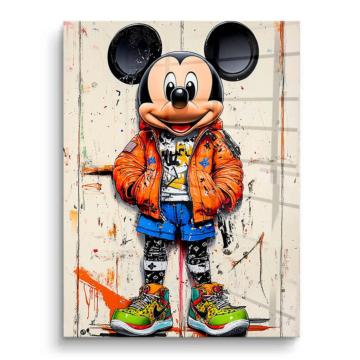 Look urbain inspiré de Mickey Mouse - tableau PVC brillant