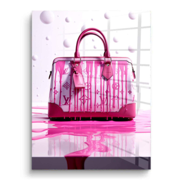 Rose coulure sac inspiré de Louis Vuitton - tableau PVC brillant