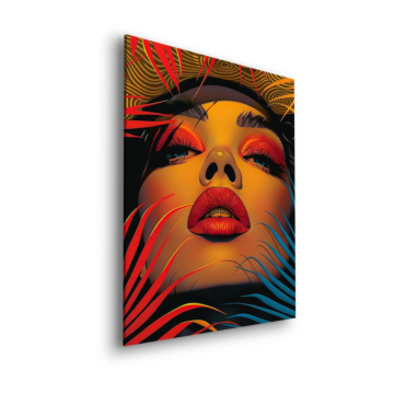 Tropical Neon Woman Portrait Dibond Matt Art