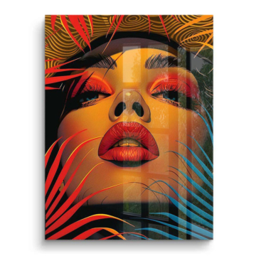 Tropical Neon Woman Portrait PVC Gloss Art