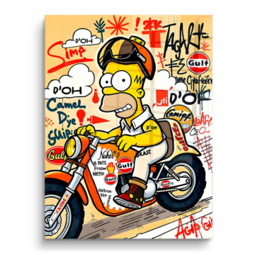 Course bike inspiré de Homer Simpson - tableau PVC brillant