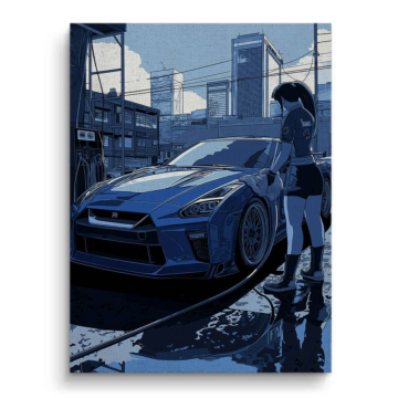 Nissan GTR Car Wash Canvas Art