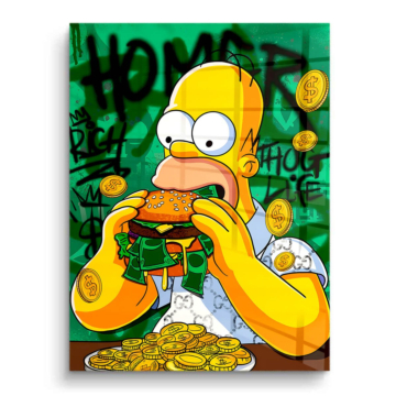 Burger argent inspiré de Homer Simpson - tableau PVC brillant