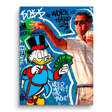 Yacht argent inspiré de Donald Duck - tableau PVC brillant