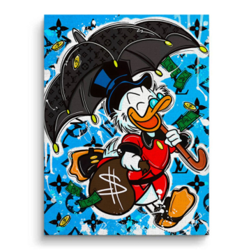 Donald Duck Inspired Money Rain Canvas Art